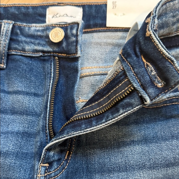 KanCan Dark Blue Distressed Slim Straight Leg Jeans high rise Peach - Picture 4 of 6